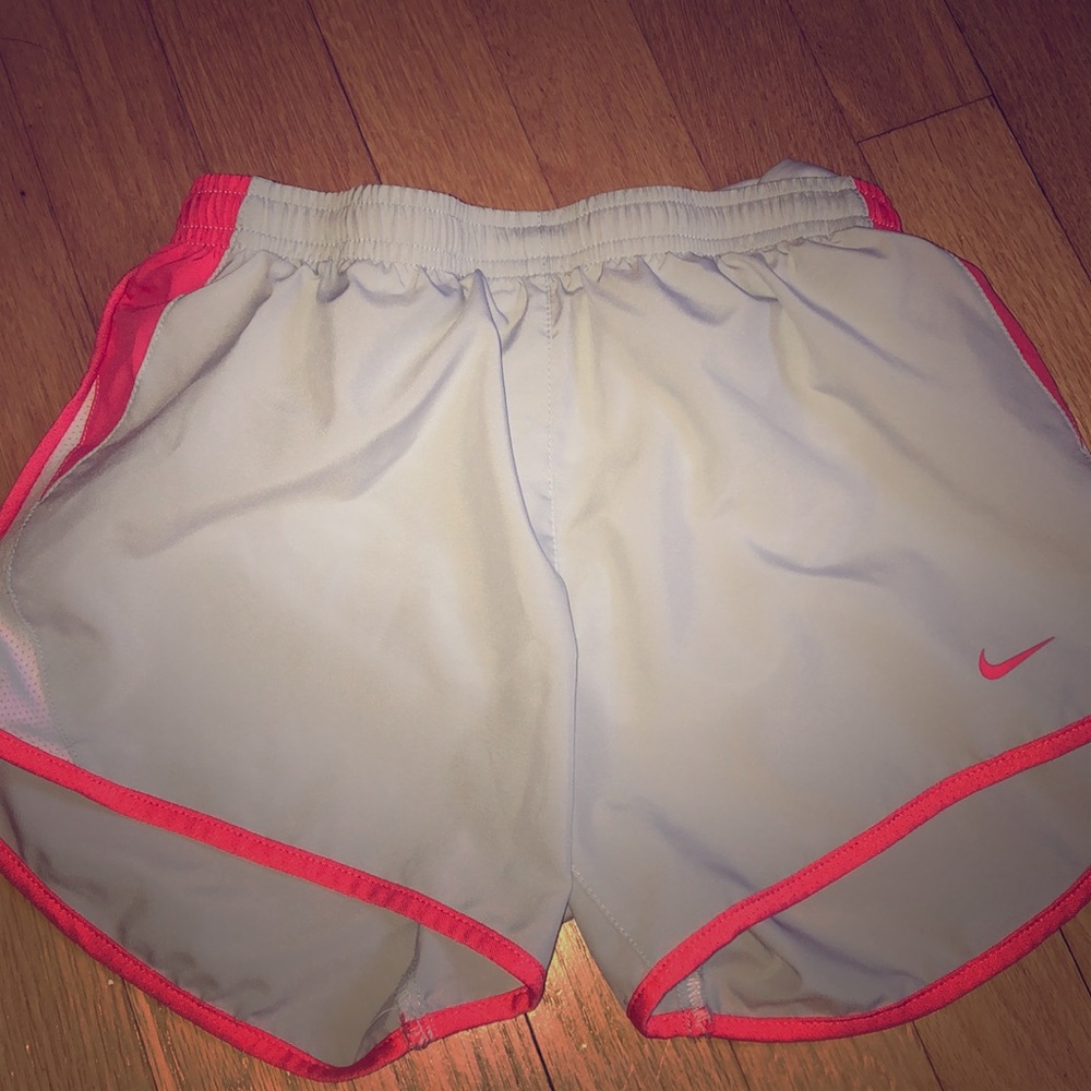 Grey and pink nike shorts
